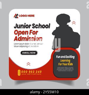 Banner informativo carino e alla moda sui social media Illustrazione Vettoriale