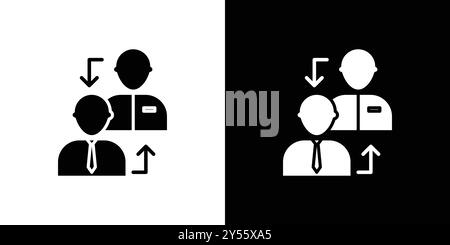 icona di coaching, logo lineare, set di marchi in bianco e nero Illustrazione Vettoriale