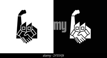 Icona Factory Deal collezione di marchi con logo lineare in bianco e nero Illustrazione Vettoriale