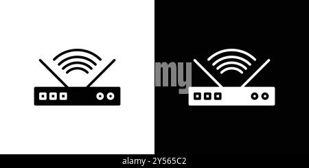 set di marchi con logo lineare icona router in bianco e nero Illustrazione Vettoriale