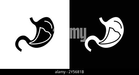 Set di marchi con logo lineare icona stomaco in bianco e nero Illustrazione Vettoriale