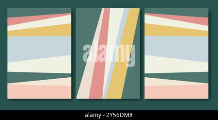 Set di poster con design geometrico minimale. Colorato collage di modelli vettoriali anni '20 Illustrazione Vettoriale