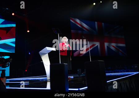 Birmingham, Regno Unito. 20 settembre 2024. Ann Widdecombe ha parlato durante la conferenza. Il partito Reform UK, guidato dal politico britannico Nigel Farage, ha vinto cinque seggi alle elezioni generali del Regno Unito del 2024, e ora si riunisce a Birmingham per la sua conferenza di partito del 2024. Credito: SOPA Images Limited/Alamy Live News Foto Stock