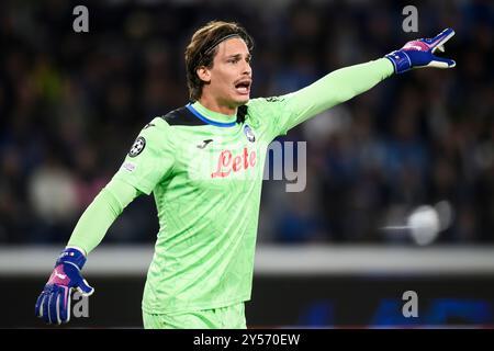 Bergamo, Italia. 19 settembre 2024. Marco Carnesecchi dell'Atalanta BC gesta durante la fase di UEFA Champions League 2024/25 partita di calcio tra l'Atalanta BC e l'Arsenal FC. Crediti: Nicolò campo/Alamy Live News Foto Stock