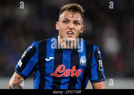 Bergamo, Italia. 19 settembre 2024. Mateo Retegui di Atalanta BC guarda durante la partita di calcio della fase di UEFA Champions League 2024/25 tra Atalanta BC e Arsenal FC. Crediti: Nicolò campo/Alamy Live News Foto Stock