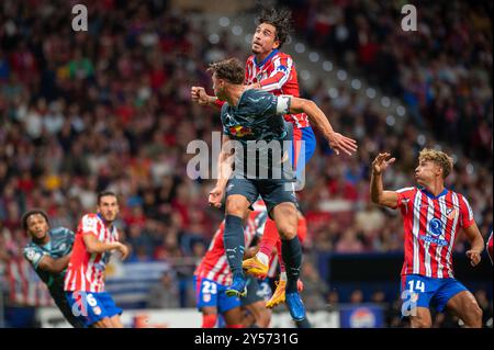 Giménez durante la partita tra l'Atlético de Madrid e l'RB Leipzig per la Champions League, Civitas Metropolitano, Madrid, Spagna Foto Stock