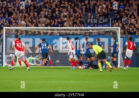 Bergamo, Italia. 19 settembre 2024. Marco Carnesecchi, durante l'Atalanta BC vs Arsenal FC, UEFA Champions League - Gewiss Stadium. Crediti: Alessio Morgese/Alessio Morgese/Emage/Alamy live news Foto Stock