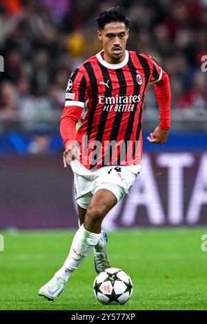 Milano, Italia. 17 settembre 2024. Stadio San Siro, 17.09.24: Tijjani Reijnders (14 AC Milan) durante la UEFA Champions League, partita di campionato a tappe tra AC Milan e Liverpool FC allo stadio San Siro di Torino, Italia calcio (Cristiano Mazzi/SPP) credito: SPP Sport Press Photo. /Alamy Live News Foto Stock