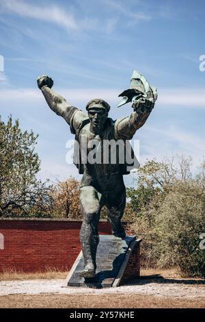 Budapest, Ungheria - 10 agosto 2024: Monumento della Repubblica dei Consigli, artista Istvan Kiss, 1969. Parco dei ricordi. Foto Stock