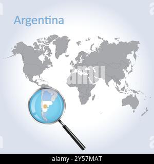 Argentina ingrandita Mappa e bandiera, Argentina ingrandimento mappe, Vector Art Illustrazione Vettoriale