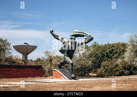 Budapest, Ungheria - 10 agosto 2024: Monumento della Repubblica dei Consigli, artista Istvan Kiss, 1969. Parco dei ricordi. Foto Stock
