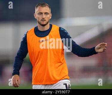 20 settembre 2024; Bet365 Stadium, Stoke, Staffordshire, Inghilterra; EFL Championship Football, Stoke City contro Hull City; Ben Wilmot di Stoke City durante il riscaldamento Foto Stock