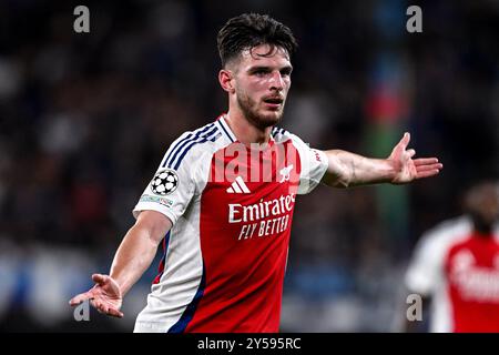 Bergamo, Italia. 19 settembre 2024. Stadio Gewiss, 19.09.24: Declan Rice (Arsenale 41) durante la UEFA Champions League, partita di campionato a tappe tra Atalanta BC e Arsenal FC allo stadio Gewiss di Bergamo, Italia calcio (Cristiano Mazzi/SPP) credito: SPP Sport Press Photo. /Alamy Live News Foto Stock