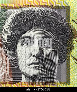 Dame Nellie Melba (1861-1931) su banconota da 100 dollari 1996 dall'Australia. Soprano operistico australiano Foto Stock