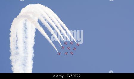 Frecce rosse all'Eastbourne Air Show Foto Stock