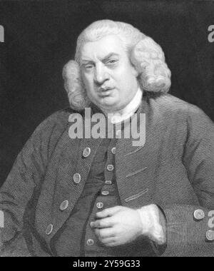 Samuel Johnson (1709-1784) sull'incisione degli anni '1800 Autore inglese che ha dato contributi duraturi alla letteratura inglese come poeta, saggista, morale Foto Stock