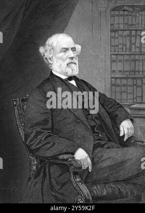 Robert Edward Lee (1807-1870) su incisione dal 1873. Soldato americano meglio conosciuto per il comando dell'esercito confederato della Virginia settentrionale nell'Amer Foto Stock