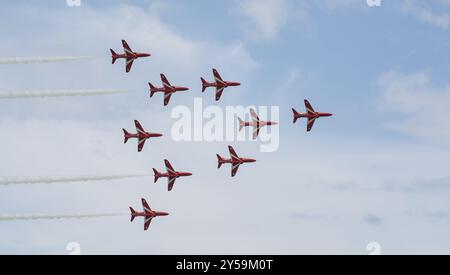 Le frecce rosse all'Eastbourne Air Show Foto Stock