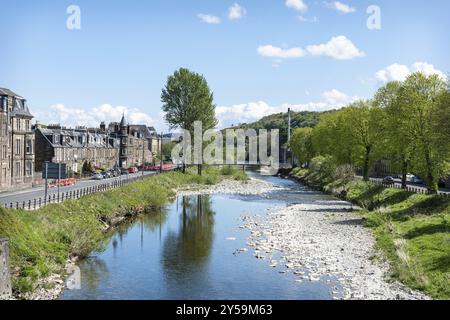 River Teviot, Hawick, Scozia, Regno Unito, Europa Foto Stock