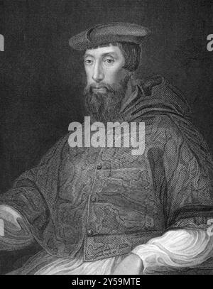 Reginald Pole (1500-1558) su incisione dal 1838. Cardinale inglese della Chiesa cattolica e ultimo arcivescovo di Canterbury. Incisa da H.T.Ryall Foto Stock