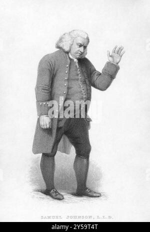 Samuel Johnson (1709-1784) sull'incisione degli anni '1800 Autore inglese che ha dato contributi duraturi alla letteratura inglese come poeta, saggista, morale Foto Stock