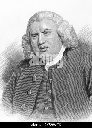 Samuel Johnson (1709-1784) sull'incisione degli anni '1800 Autore inglese che ha dato contributi duraturi alla letteratura inglese come poeta, saggista, moralista Foto Stock