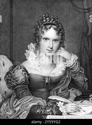 Adelaide di Sassonia-Meiningen (1792-1849) su incisione dal 1859. Regina consorte di Gran Bretagna e di Hannover come moglie di Guglielmo IV. Incisa da F.. BA Foto Stock