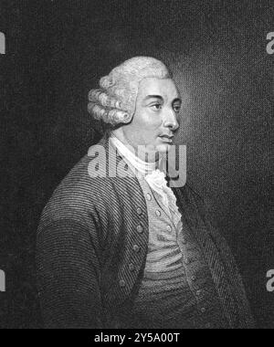 David Hume (1711-1776) su incisione del 1830. Filosofo, economista e storico scozzese. Figura chiave della filosofia occidentale e dello Scottish Enligh Foto Stock
