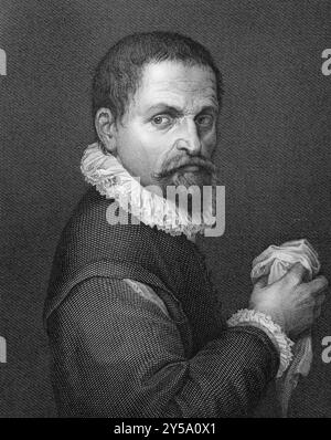 Francesco de' Rossi (il Salviati) (1510-1563) su incisione di rame del 1841. Pittore italiano. Inciso da A.. Gabi da un disegno di E.. Lapidis dopo una S. Foto Stock