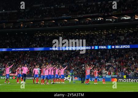 Madrid, Spagna. 19 settembre 2024. Durante la partita di UEFA Champions League tra l'Atletico de Madrid e l'RB Leipzig giocata allo stadio Civitas Metropolitano il 19 settembre 2024 a Madrid, Spagna. (Foto di Juan Perez/PRESSINPHOTO) credito: PRESSINPHOTO SPORTS AGENCY/Alamy Live News Foto Stock