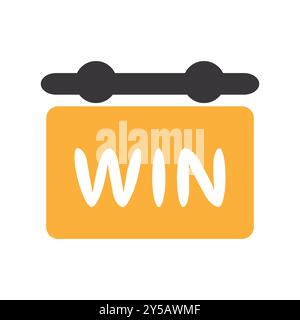 Concetto vincente con l'icona del cartello giallo con la vittoria. Illustrazione Vettoriale