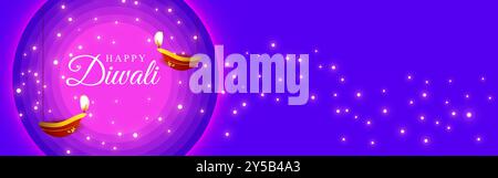 Illustrazione vettoriale del modello di sfondo decorativo Happy Diwali Illustrazione Vettoriale