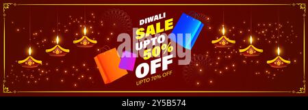Illustrazione vettoriale del modello feed dei social media di Happy Diwali sale Illustrazione Vettoriale