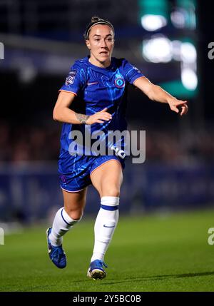 Lucy Bronze del Chelsea durante il Barclays Women's Super League match a Kingsmeadow, Kingston upon Thames. Data foto: Venerdì 20 settembre 2024. Foto Stock