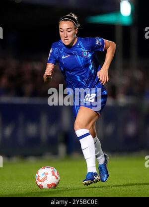 Lucy Bronze del Chelsea durante il Barclays Women's Super League match a Kingsmeadow, Kingston upon Thames. Data foto: Venerdì 20 settembre 2024. Foto Stock