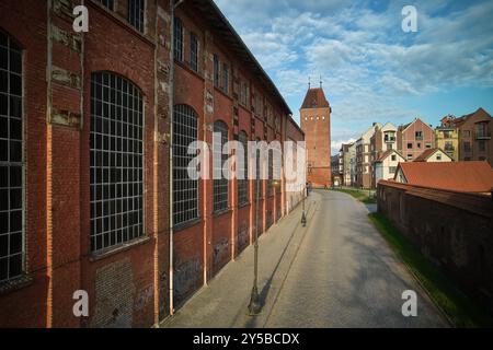Vista aerea della città vecchia di Elbląg e dell'architettura storica, Polonia Foto Stock