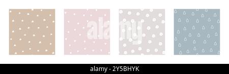 Modello Bohemian Baby. Set di stampe Boho per bambini con stelle, cuori e fiori. Asili nido neutri di genere carini ornamenti. Illustrazione vettoriale piatta Illustrazione Vettoriale