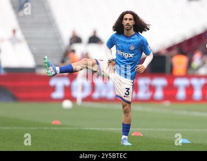 Londra, Regno Unito. 21 settembre 2024. Marc Cucurella del Chelsea si riscalda prima della partita di Premier League al London Stadium di Londra. Il credito per immagini dovrebbe essere: Paul Terry/Sportimage Credit: Sportimage Ltd/Alamy Live News Foto Stock