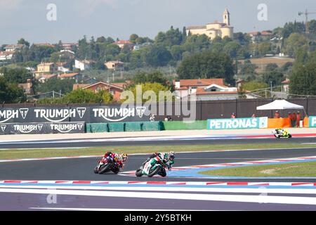 Il pilota di MotoGP johann Zarco con background romagnolo durante le qualifiche del MotoGP dell'Emilia Romagna sul Misano World Circuit il 21 settembre 2024 Foto Stock