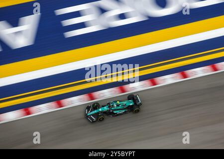 Singapore. 21 settembre 2024. 14 ALONSO Fernando (spa), Aston Martin F1 Team AMR24, punto di osservazione aerea d'azione durante il Gran Premio di Formula 1 di Singapore 2024, 18° round del Campionato del mondo di Formula 1 2024 dal 20 al 22 settembre 2024 sul Marina Bay Circuit, a Singapore, Singapore Foto Stock