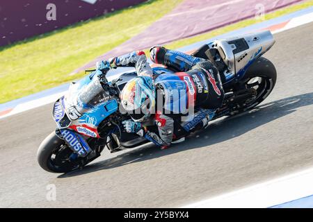 Misano Adriatico, Ita. 21 settembre 2024. 25 Raul Fernandez (Spa-Aprilia Racing) durante il Gran Premio Pramac dell'Emilia Romagna qualifiche MotoGP sabato, MotoGP dell'Emilia Romagna al Misano World Circuit Marco Simoncelli a Misano Adriatico il 21 settembre (foto di Fabio Averna/Sipa USA) crediti: SIPA USA/Alamy Live News Foto Stock