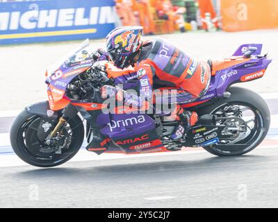 Misano Adriatico, Ita. 21 settembre 2024. 89 Jorge Martin (Spa-Pramac Racing Ducati) durante il Gran Premio Pramac dell'Emilia Romagna qualifiche MotoGP sabato, MotoGP dell'Emilia Romagna al Misano World Circuit Marco Simoncelli a Misano Adriatico il 21 settembre (foto di Fabio Averna/Sipa USA) crediti: SIPA USA/Alamy Live News Foto Stock