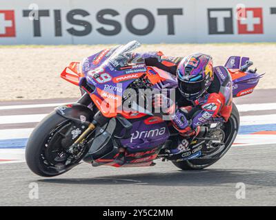 Misano Adriatico, Ita. 21 settembre 2024. 89 Jorge Martin (Spa-Pramac Racing Ducati) durante il Gran Premio Pramac dell'Emilia Romagna qualifiche MotoGP sabato, MotoGP dell'Emilia Romagna al Misano World Circuit Marco Simoncelli a Misano Adriatico il 21 settembre (foto di Fabio Averna/Sipa USA) crediti: SIPA USA/Alamy Live News Foto Stock