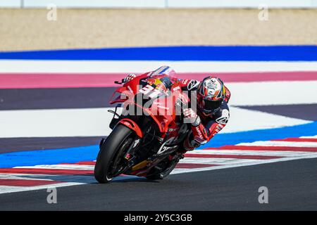 Pedro Acosta spagnolo GASGAS Factory Racing Tech3 GASGAS durante il Gran Premio Pramac dellâEmilia-Romagna - Paddock e Rider, Campionato del mondo MotoGP a Misano, Italia, 21 settembre 2024 Foto Stock