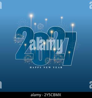 Illustrazione vettoriale del modello di feed dei social media happy New Year 2027 Illustrazione Vettoriale