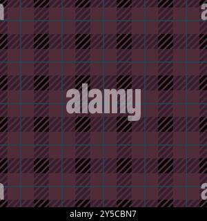 Motivo classico in tweed a quadri. Stampa a quadri geometrici di colore scuro Bordeaux. Sfondo inglese classico Glen plaid per il design della moda tessile Illustrazione Vettoriale