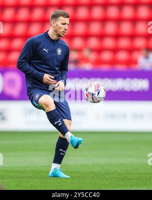 Londra, Regno Unito. 21 settembre 2024. Lee Evans di Blackpool si riscalda prima della partita Sky Bet League 1 Charlton Athletic vs Blackpool a The Valley, Londra, Regno Unito, 21 settembre 2024 (foto di Izzy Poles/News Images) a Londra, Regno Unito il 21/9/2024. (Foto di Izzy Poles/News Images/Sipa USA) credito: SIPA USA/Alamy Live News Foto Stock