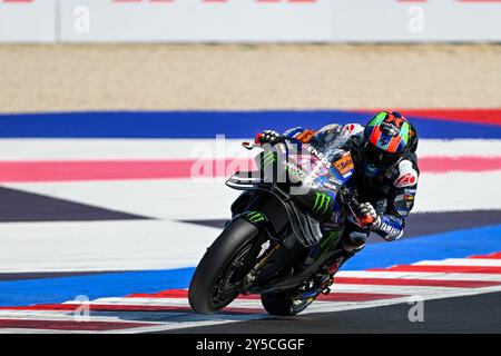 Alex Rins spagnolo Monster Energy Yamaha MotoGP Team Yamaha durante il Gran Premio Pramac dellâEmilia-Romagna - Paddock e Rider, Campionato del mondo MotoGP a Misano, Italia, 21 settembre 2024 Foto Stock