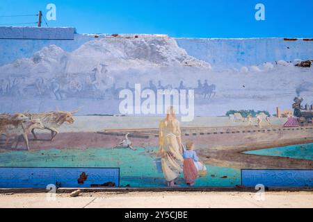 Murale che celebra le grandi Pianure di Offerle, Kansas occidentale, Stati Uniti Foto Stock