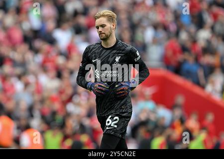 Caoimhín Kelleher del Liverpool durante la partita di Premier League Liverpool vs Bournemouth ad Anfield, Liverpool, Regno Unito, 21 settembre 2024 (foto di Cody Froggatt/News Images) Foto Stock